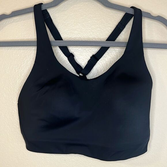 Athleta Sports Bra Black 32DD High Impact Adjustable Straps Workout Gym Running - Picture 1 of 7